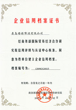 BCK体育-企业信用档案证书-中文
